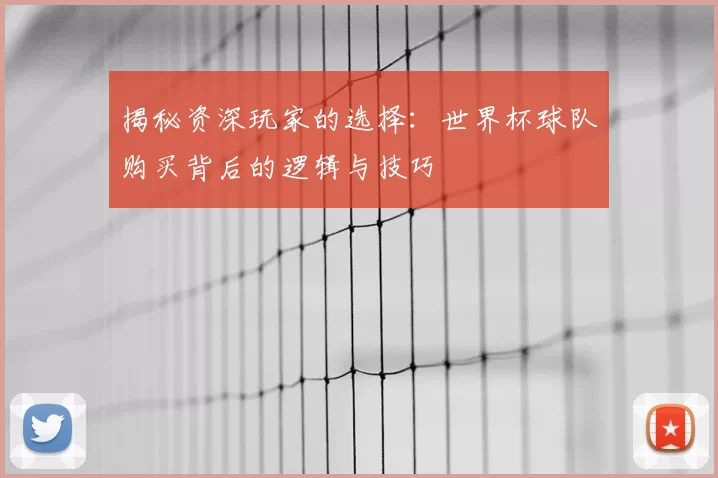 揭秘资深玩家的选择:世界杯球队购买背后的逻辑与技巧
